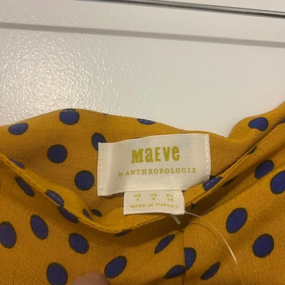 Anthropologie Maeve NWT Polka Dot Midi Skirt - Mustard Size 4 - Picture 6 of 6